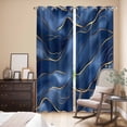 thumbnail image 3 of Navy Blue Marble Kitchen Curtains 96 Inch Length, Abstract Modern Golden Geometric Grommet Top Bedroom Living Room Curtains, Light Filtering Cafe Curtain Drapes 2 Panels Set 104''x96'', 3 of 9