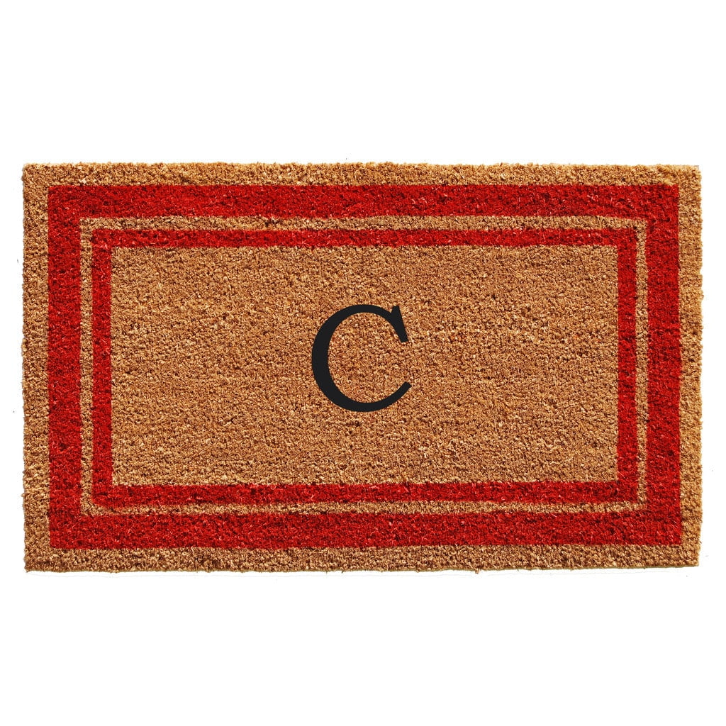 Red Border Monogram Doormat (Letter A)