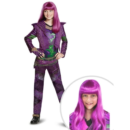 Disney's Descendants 2: Mal Deluxe Isle Look Child Costume and Girls Isle Princess Wig