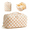 Brown Checkerboard, variant on Travel Makeup Bag for Women, Large Capacity Portable Cosmetic Bags Make up Organizer Pouch with Handle, Flat Open Toiletry Bag for Toiletries, Brush