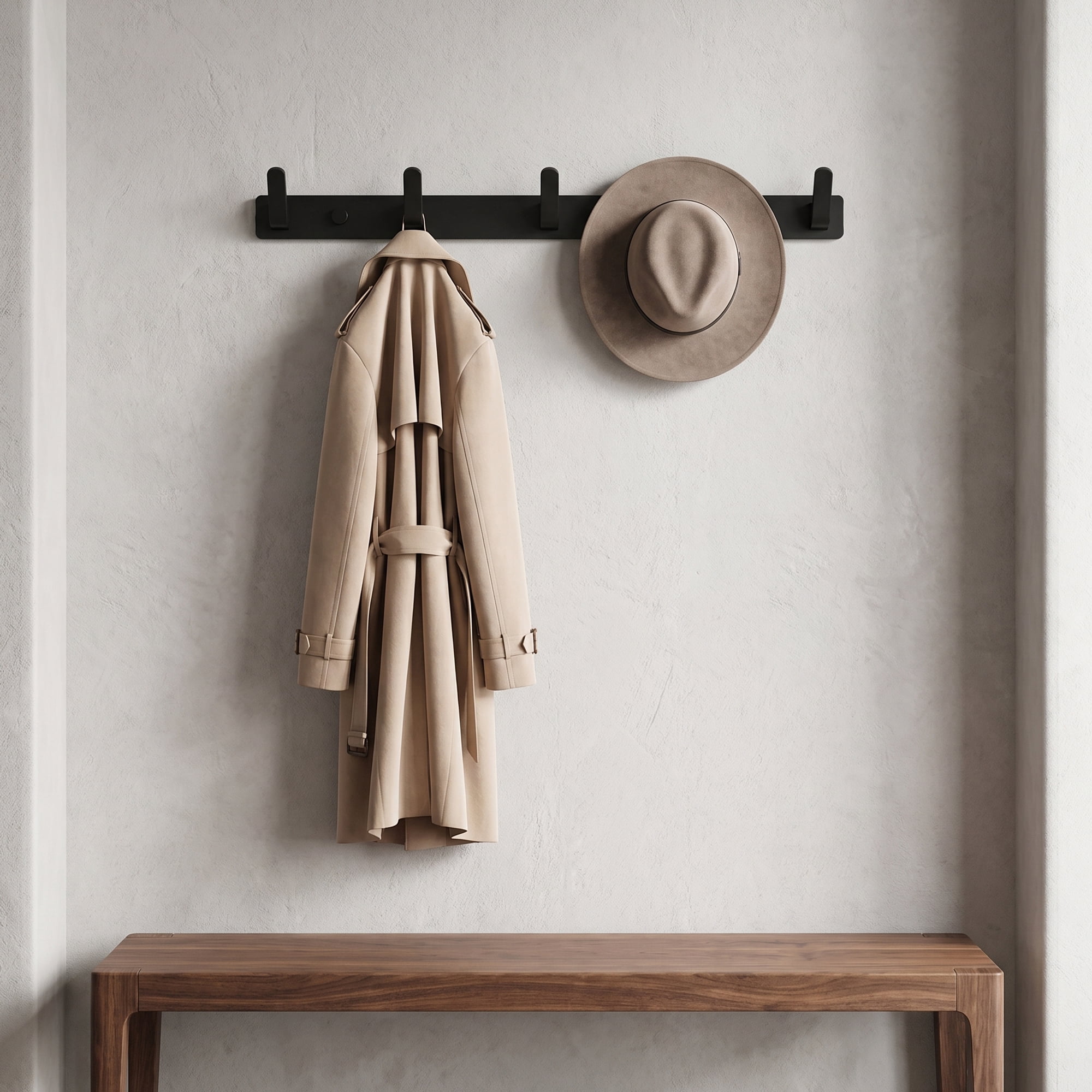 Unique Bargains Coat Rack Wall Mount for Entryway Bathroom Bedroom Black 5 Hooks