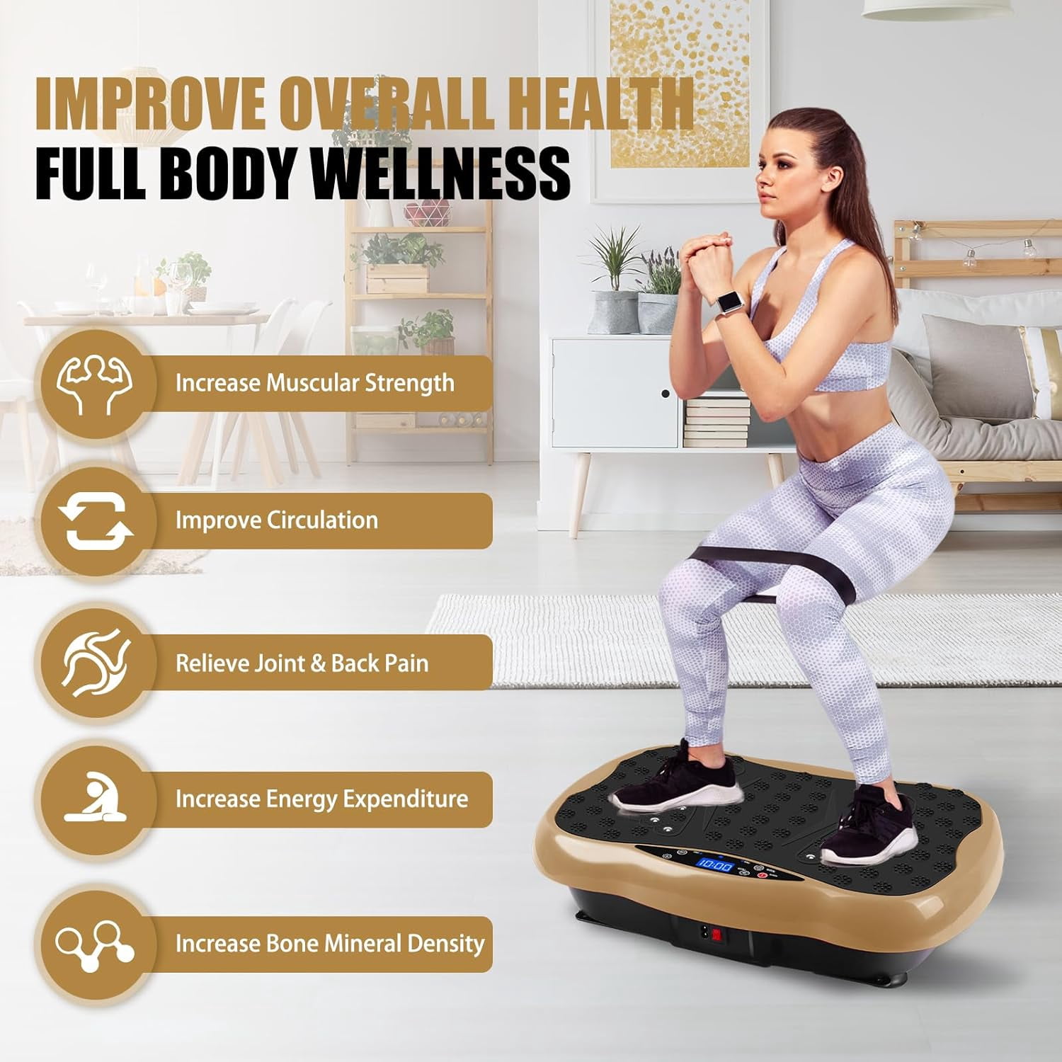 Vibration Plate Exercise Machine for Lymphatic Drainage, Vibrating Fitness Platform 450 lbs Capacity Full Body Shaker Workout Equipment, Vibration Platform Machine Shaping Vibrate Board Sport Home