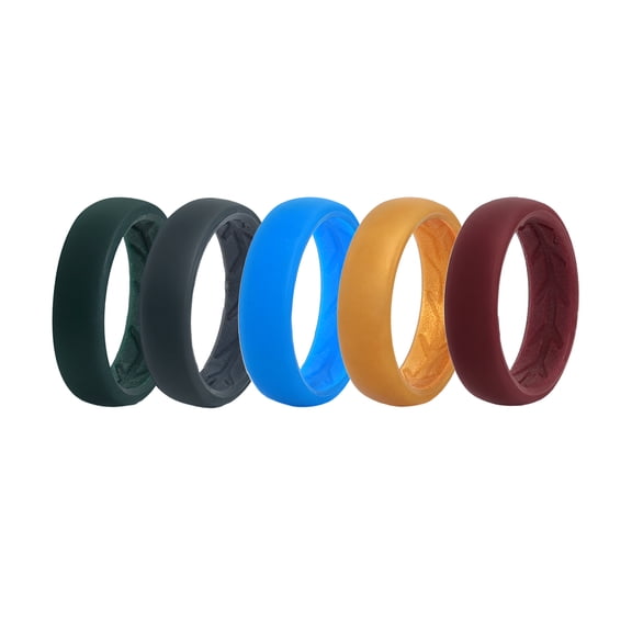 Avaner Silicone Wedding Ring for Women: 5 Pack 5.4mm Width Breathable Air Grooves Silicone Rubber Wedding Engagement Bands Valentine's Day Christmas Gift, Size 6 - Exercise and Fitness