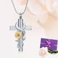 thumbnail image 3 of Sunflower Cross Cremation Jewelry Urn Necklace Keepsake Ashes Hair Memorial Pendant Sunflower Urn Locket Memorial Loved One Pendant for Women, 3 of 9