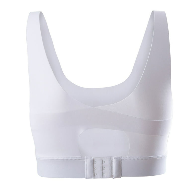 RQYYD Longline Sports Bra for Women - U-Back Cropped Tank Tops Plus Size  Padded Workout Yoga Bras White 3XL