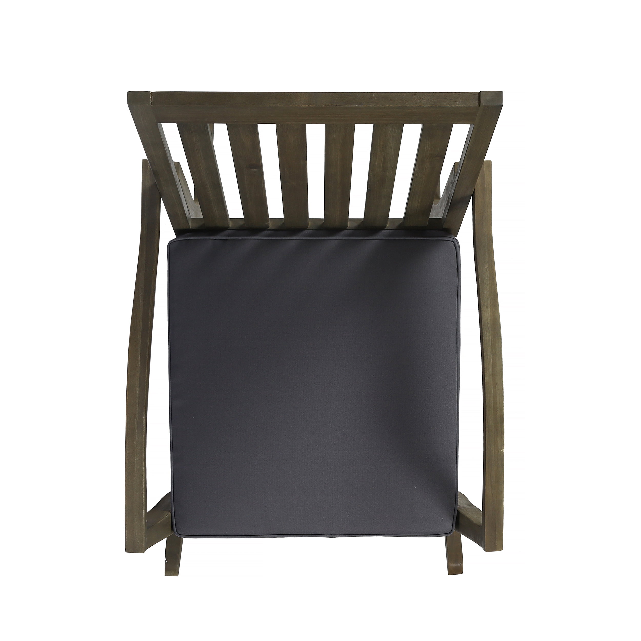 Reyna Outdoor Acacia Wood Rocking Chairs with Cushions, Gray, Dark Gray