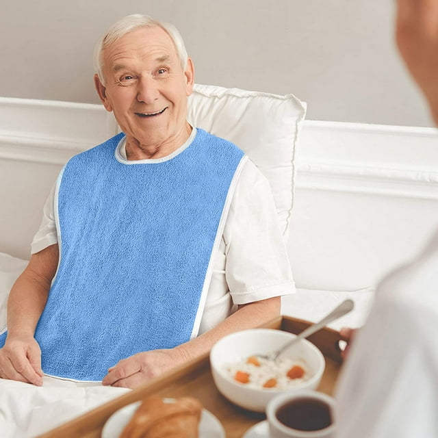 Adult Bib for Eating, Washable Cloth for Elderly, Seniors, and Disabled, Adjustable Hook and Loop Closur
