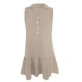 thumbnail image 4 of OSOLU Women Casual V-Neck Sleeveless Dress Button Front Solid Color Everyday Summer Spring Basic Dresses Soft Sundress Vacation 2025 Elegant Classy Dresses, 4 of 5