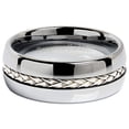 thumbnail image 4 of 8mm Men's Tungsten Carbide Ring Silver Rope Inlay Wedding Band Size 8-16 Comfort Fit (Tungsten, 15), 4 of 6