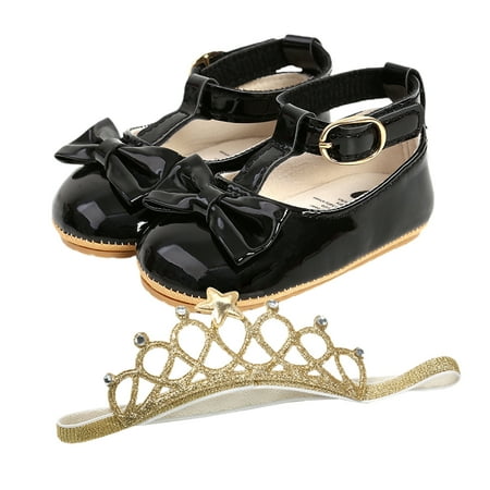 

Binpure Baby Girl’s PU Toddler Shoes or Bow Casual Shoes and Headband Set