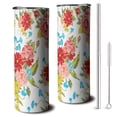 thumbnail image 1 of Flower Skinny Tumbler with Lid and Straw 20 Oz Stainless Steel Travel Cup Pioneer Flower Woman Insulated Cup Birthday Gift for Women Girl Friend, 1 of 5