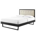 thumbnail image 1 of Platform Bed Frame, King Size, Wood, Black Beige, Modern Contemporary Urban Design, Bedroom Master Guest Suite, 1 of 10