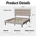thumbnail image 3 of Frostbloom Queen Size Platform Bed Frame with Linen Fabric Upholstered Headboard, No Box Spring Needed, Beige, 3 of 8