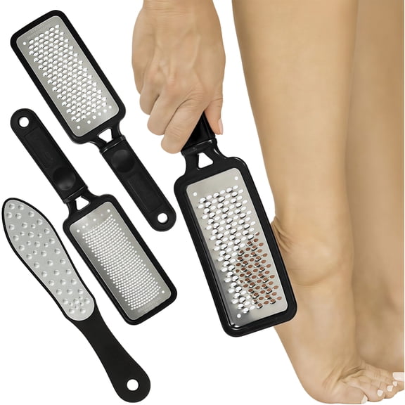 3 Pcs Foot Graters, Pedicure Tools for Feet, Foot File for Soft Smooth Fee, Wet & Dry Use, Stainless Steel