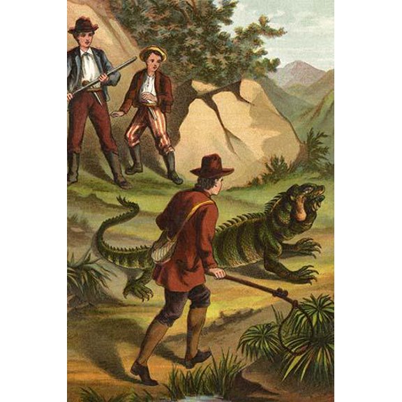 Fritz Finds an Iguana-Fine Art Canvas Print (20" x 30")