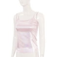 thumbnail image 4 of LiiYii Women's Shimmer Camisole Tops Holographic Shiny Metallic Crop Tank Top Wet Look Rave Party Clubwear Pink XL, 4 of 9