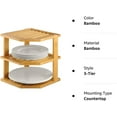 thumbnail image 3 of 3-Tier Bamboo Corner Shelf Organizer for Cabinet Countertop, Plate Organizer for Cabinet, Cupboard Organizer, Black, 3 of 9