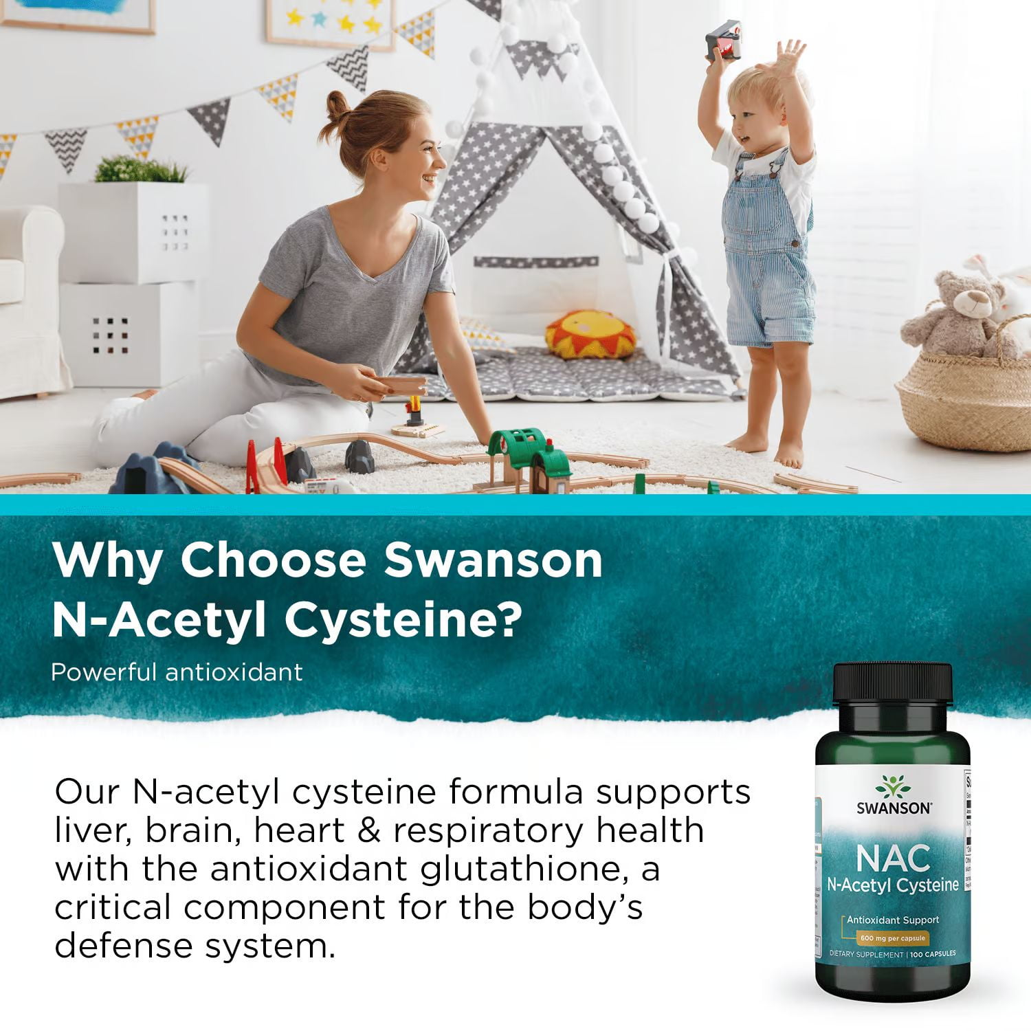 Swanson NAC N-Acetyl Cysteine Supplement, Antioxidant Support, 600 mg, 100 Capsules, 3 Pack