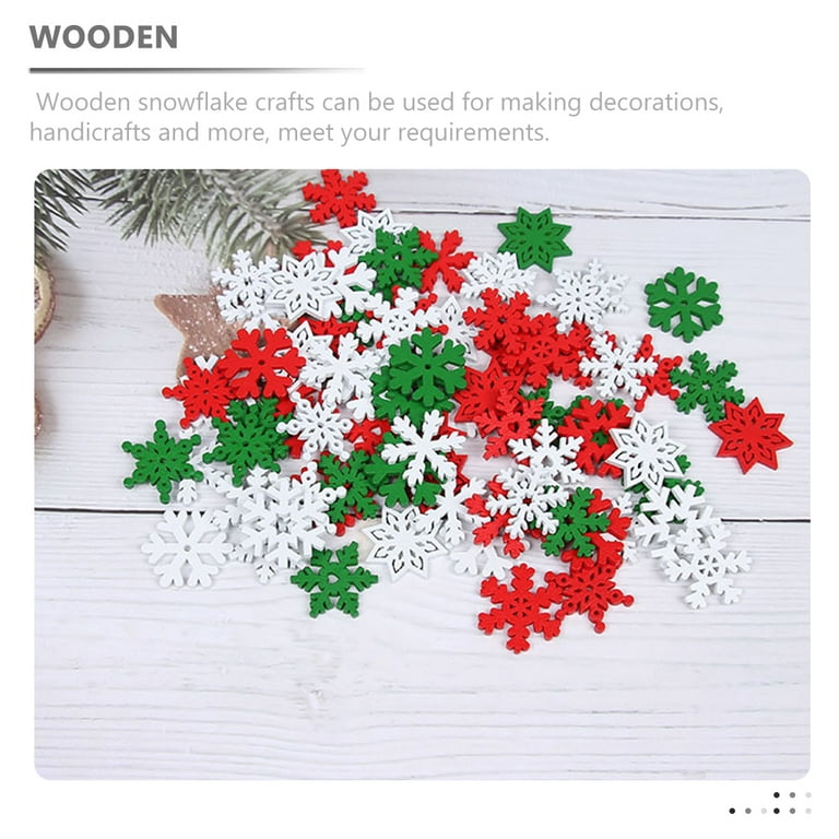 50 Pcs Wooden Snowflake Crafts Snowflakes Supplies Christmas