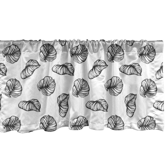 Ambesonne Leaves Window Valance, Philodendron Leafy Motif, 54" X 12", Charcoal Grey and White