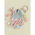 thumbnail image 5 of Musuos Newborn Girl Outfit, 3 6 12 18M Asymmetric Flower Print Sleeveless Romper with Bow Hairband Summer Clothes, 5 of 10