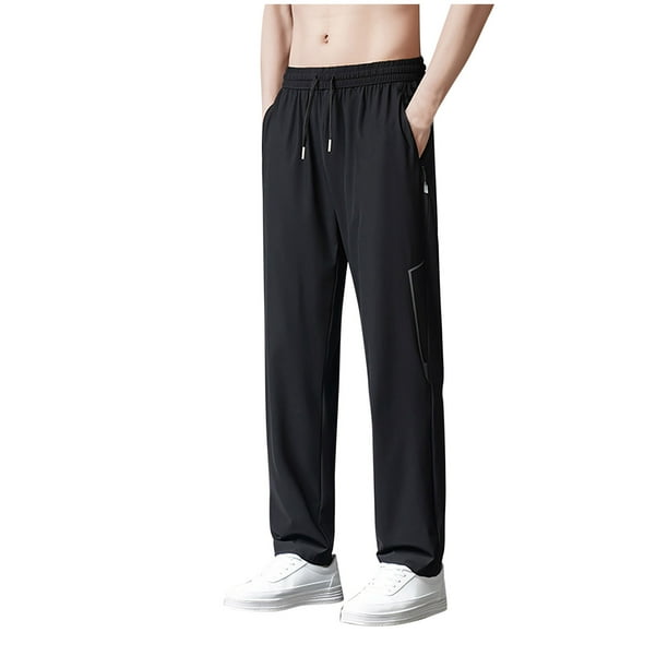 Pantalones largos para hombre, estilo fino, talla grande, para ocio, de fácil secado, de seda, deportivos, de poliéster