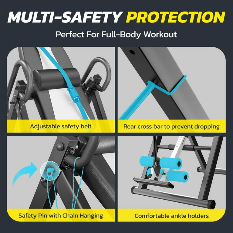 Gravity Heavy Duty Inversion Table with Headrest Adjustable Protective Belt Back Stretcher Machine for Pain Relief Therapy