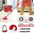 thumbnail image 7 of Spin Mop and Bucket, Microfiber Spin Mop & Bucket for Floor Cleaning, Dust Mop Kit with 3 Mop Heads, Floor Mop with Stainless Steel Wringer Set, Mops and buckets for floors, Red & Gray, 7 of 7