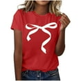 thumbnail image 5 of Womens Valentines Day Shirt Red Bow Print T-Shirt - Soft Stretchy Relaxed Fit Casual Top for Date Night Gift Tee,Size M, 5 of 5