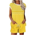 thumbnail image 3 of Bovxnpu Summer Casual Outfits For Women, 2 Piece Lounge Sets, Women Casual Non Positioning Printed Short Sleeved Round Neck Top Pants Drawstring Set XXL, 3 of 6