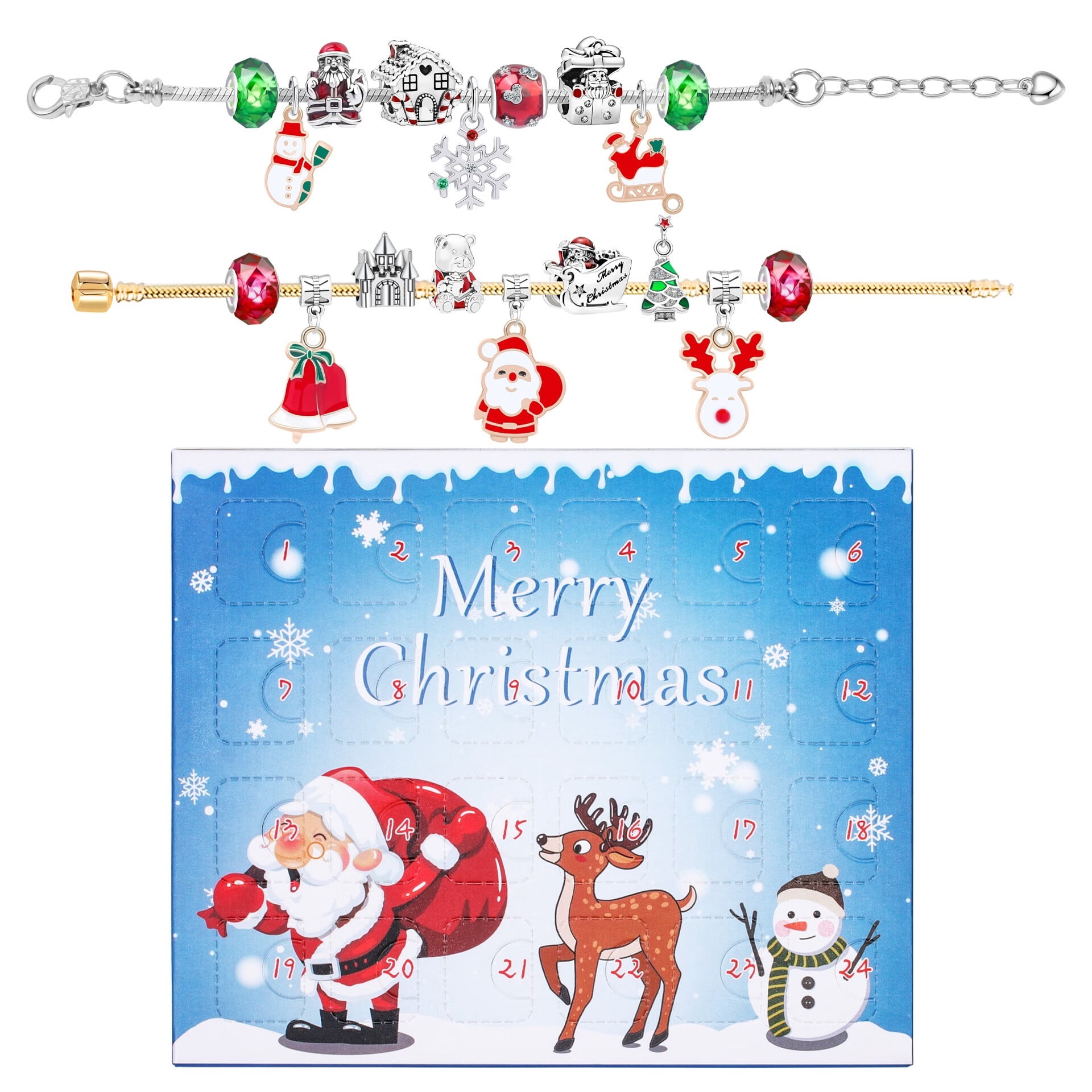 Sonernt Christmas Advent Calendar 2023 for Girls Charm Bracelets Making Kit for Kids Christmas Countdown Calendars