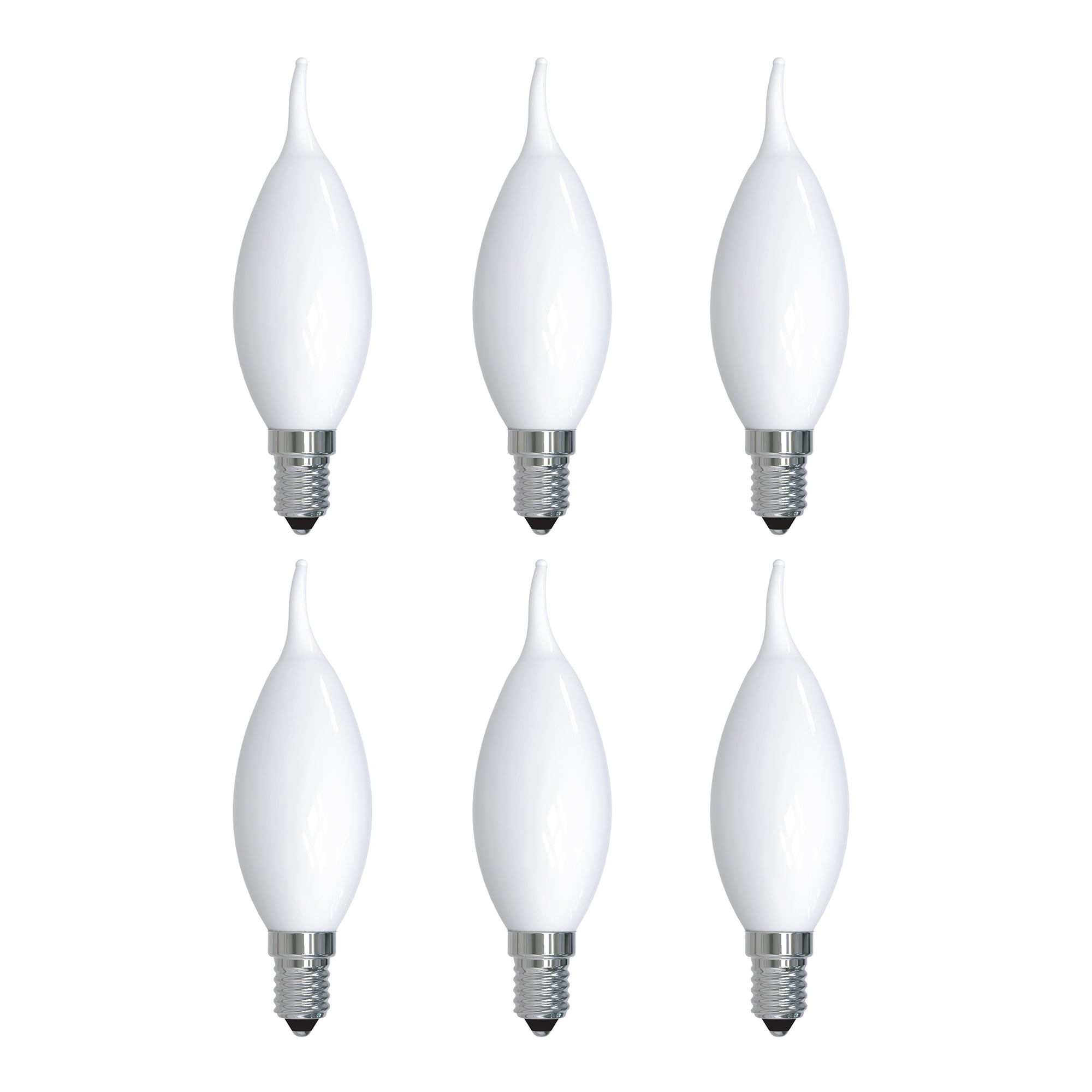 Bulbrite Pack of (4) 5 Watt Dimmable Milky Filament CA10 Candelabra (E12) LED Light Bulb - 500 Lumens, 3000K