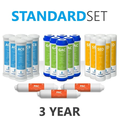 Side Water - Express Water – Reverse Osmosis and Under Sink System Replacement Filter Set – 21 Filters with Carbon (GAC, ACB, PAC) Filters, Sediment (SED) Filters – 10 inch Standard Size Water Filters