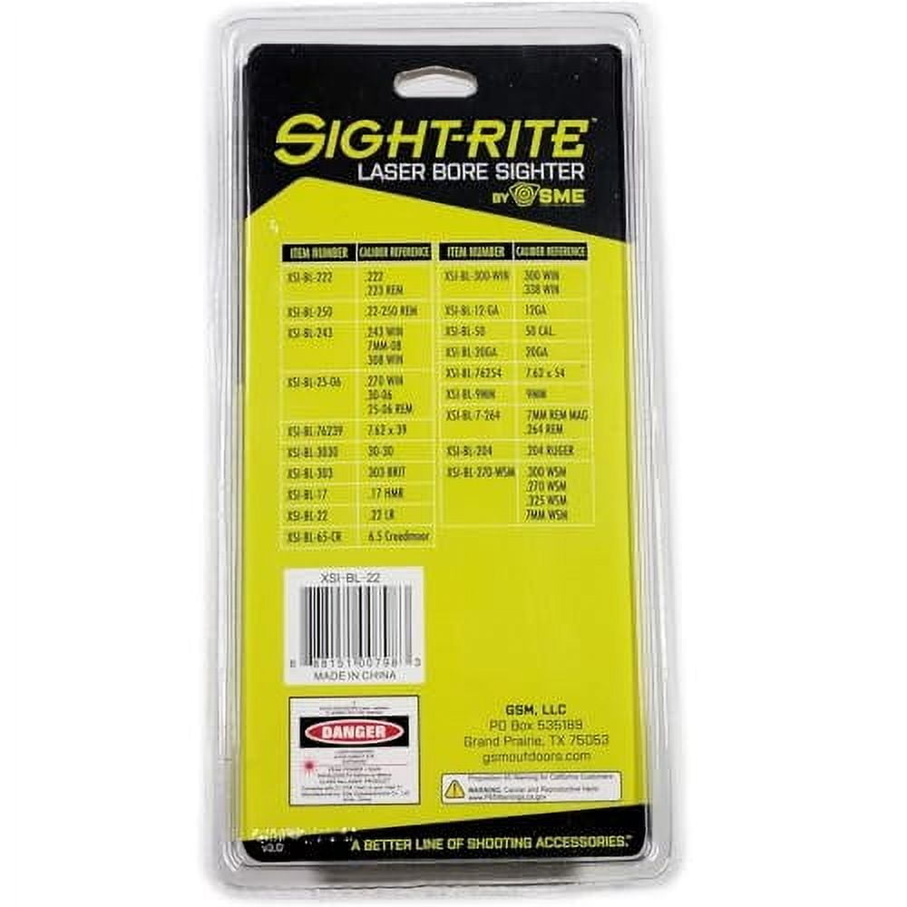 SME Sight Rite Durable Shooting Hunting Accesories Bullet Laser Bore Sighter Batteries Included .22 LR