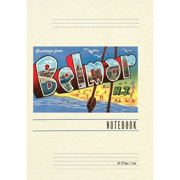 Vintage Lined Notebook Greetings from Belmar, New Jersey, (Paperback)