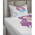 thumbnail image 2 of Ambesonne Mermaid Fitted & Top Sheet Set with Sham, Mermaid with Pink Hair Art, Turquoise Fuchsia White, 2 of 4