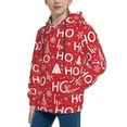 thumbnail image 2 of Lsque Christmas Hohoho Patten Youth Hoodie Sweatshirt Pullover with Kangaroo Pocket Boys and Girls Hoodie Warm Hoodie for Kids-Medium, 2 of 6