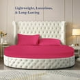 thumbnail image 2 of 500-TC Egyptian Cotton California King Round Bed Sheet Set – Fits 96" Diameter Mattress, 19-24" Deep Pocket – Solid Hot Pink, California King 96" Diameter, 2 of 6