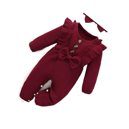 

Plain Round Neck Tee Long Sleeve Maroon Baby Jumpsuits (Baby s)