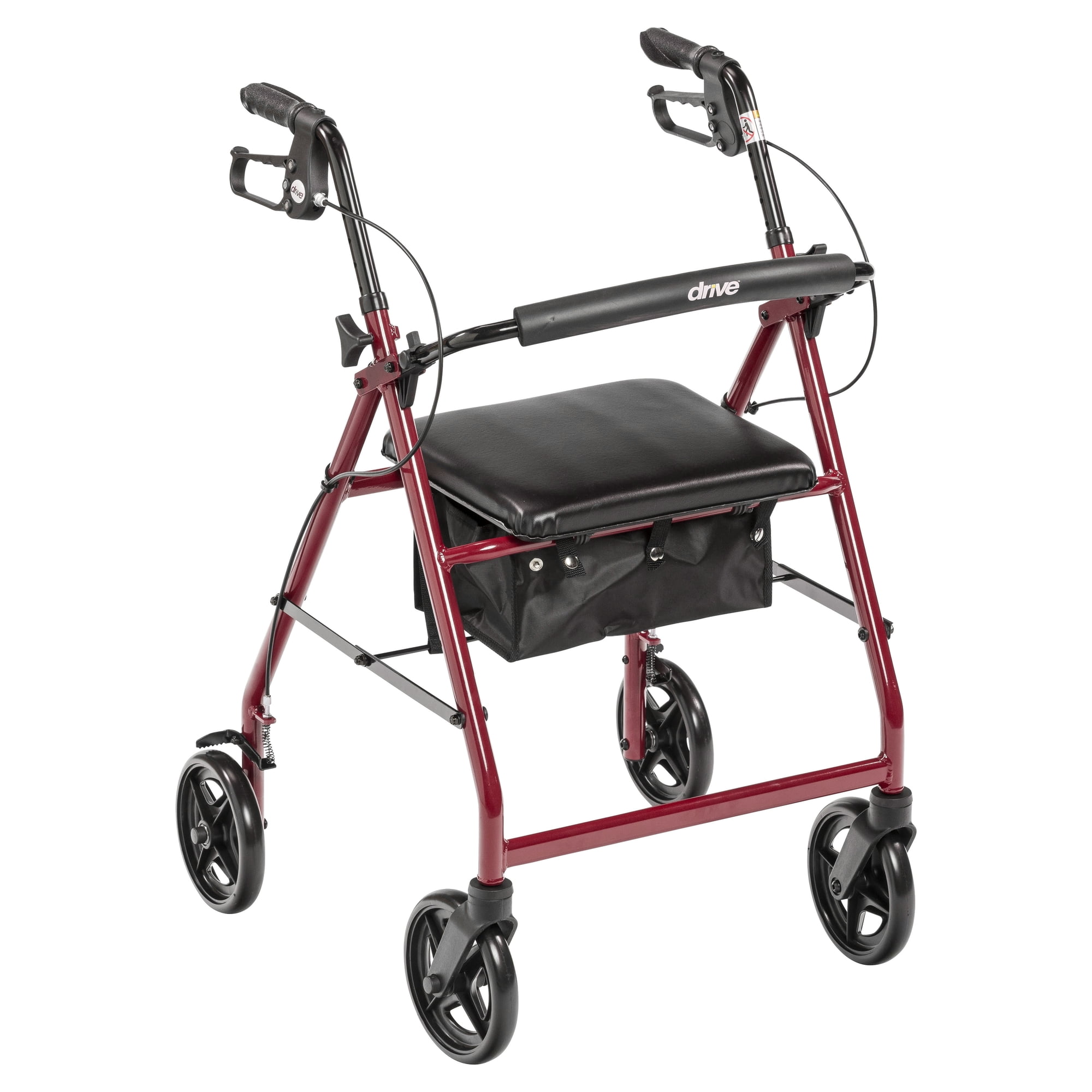 Drive Medical Rollator Folding Adjustable Height Aluminum 33 to 38 inch Handle Height R728RD