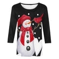 thumbnail image 4 of IROINNID Long Sleeve Shirts for Women Christmas Crewneck 3/4 Sleeve Pullover T-shirt Loose Fit Casual Holiday Tops,Black, 4 of 5
