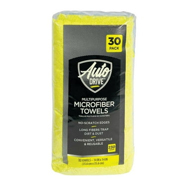 Auto Drive Multipurpose Microfiber Towels 14" x 14", Multicolor, 30 Count