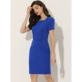 thumbnail image 4 of Vestido de tubo Allegra K Azul Real L, informal, de negocios, cuello redondo, manga corta, 4 of 6