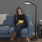 Lavish Home Natural Sunlight LED Floor Lamp with Bendable Neck 60 Inch (Black)