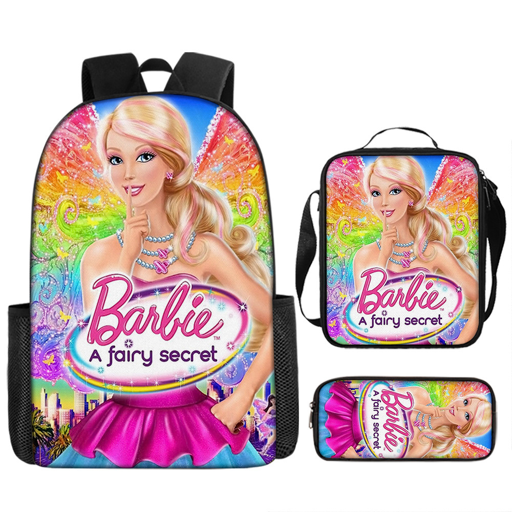 Barbie Princess Satchel Cute Backpack For Girls With Lunch Box Pencil Case For Students Vinsniv