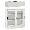thumbnail image 1 of vidaXL Sliding Door Cabinet with Planter Box Light Grey Steel, 1 of 5