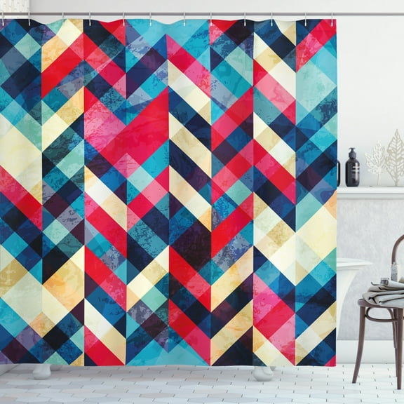 Ambesonne Chevron Shower Curtain, Downward Parallel Lines, 69"Wx84"L, Multicolor