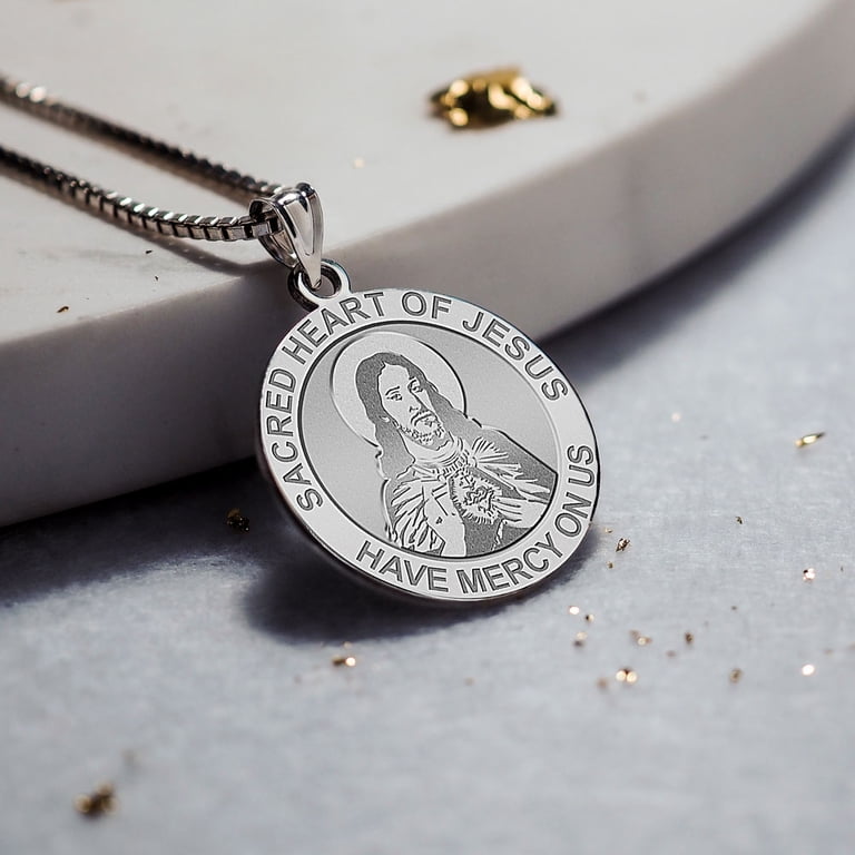 Catholic Jewelry Sacred Heart Of Jesus Religious Medal - Sterling ...