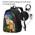 thumbnail image 2 of Pofeuu Stained Glass Cat Art Print Storage Laptop Backpack with USB Charging Port[Water Resistant] College Computer Bookbag Fits, 2 of 7