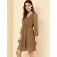 thumbnail image 4 of INSPIRE CHIC Women's Solid Cute V Neck Half Sleeve Flowy A-Line Chiffon Dress, 4 of 6